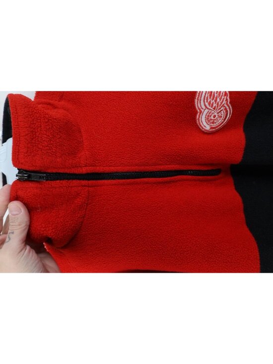 Vintage 90s Mens Large Detroit Red Wings Hockey 1/4 1/2 Zip Fleece Sweater Red - Picture 11 of 14